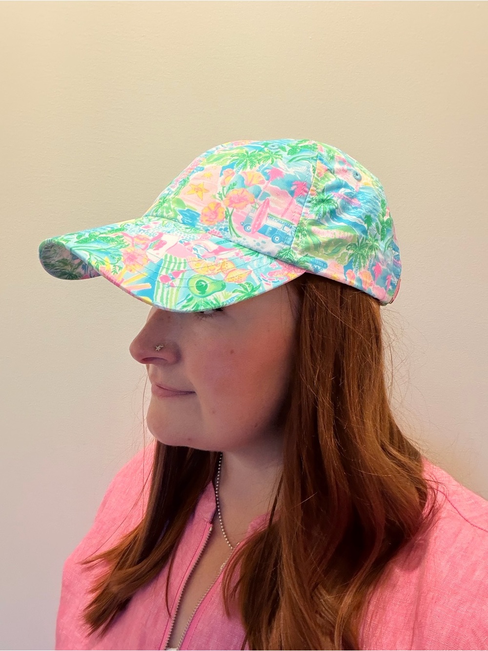 Lilly Pulitzer Run Around Hat in the "Lilly Loves California" Baseball Cap